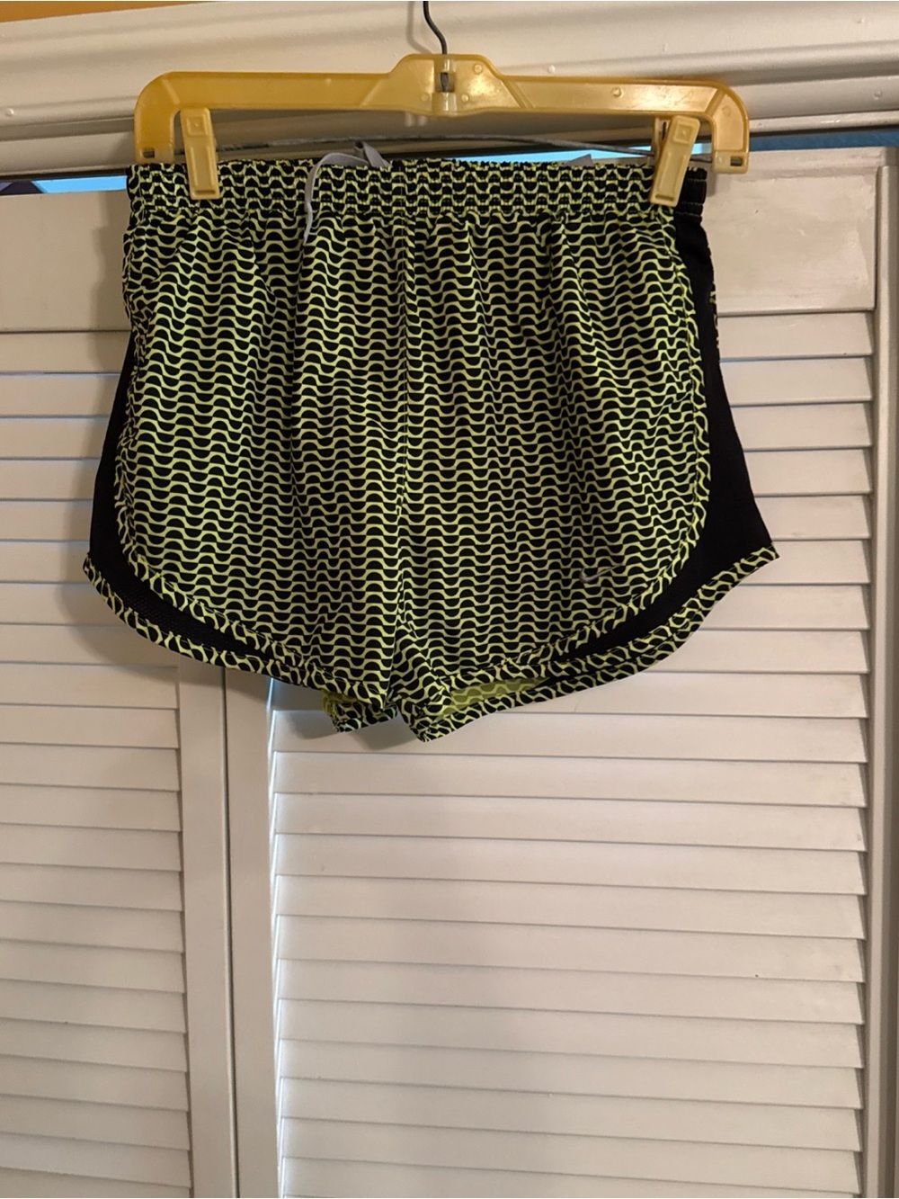 Nike Lime Green & Black Patterned Athletic Shorts